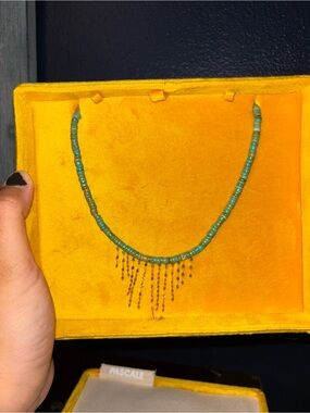 Pascale Monvoisin Turquoise Beaded gold Fringe Necklace